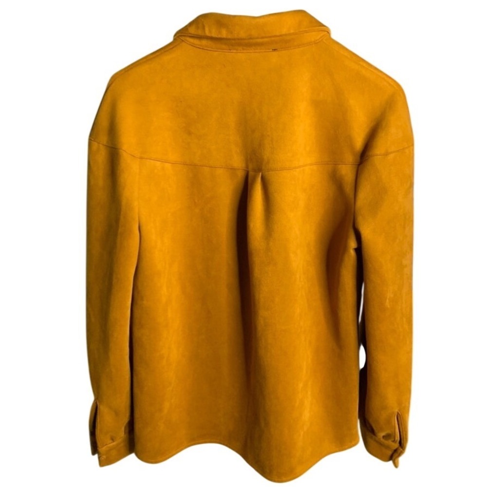 Forever 21 Mustard Yellow Faux Suede Fringe Western Shirt Medium - Picture 2 of 6